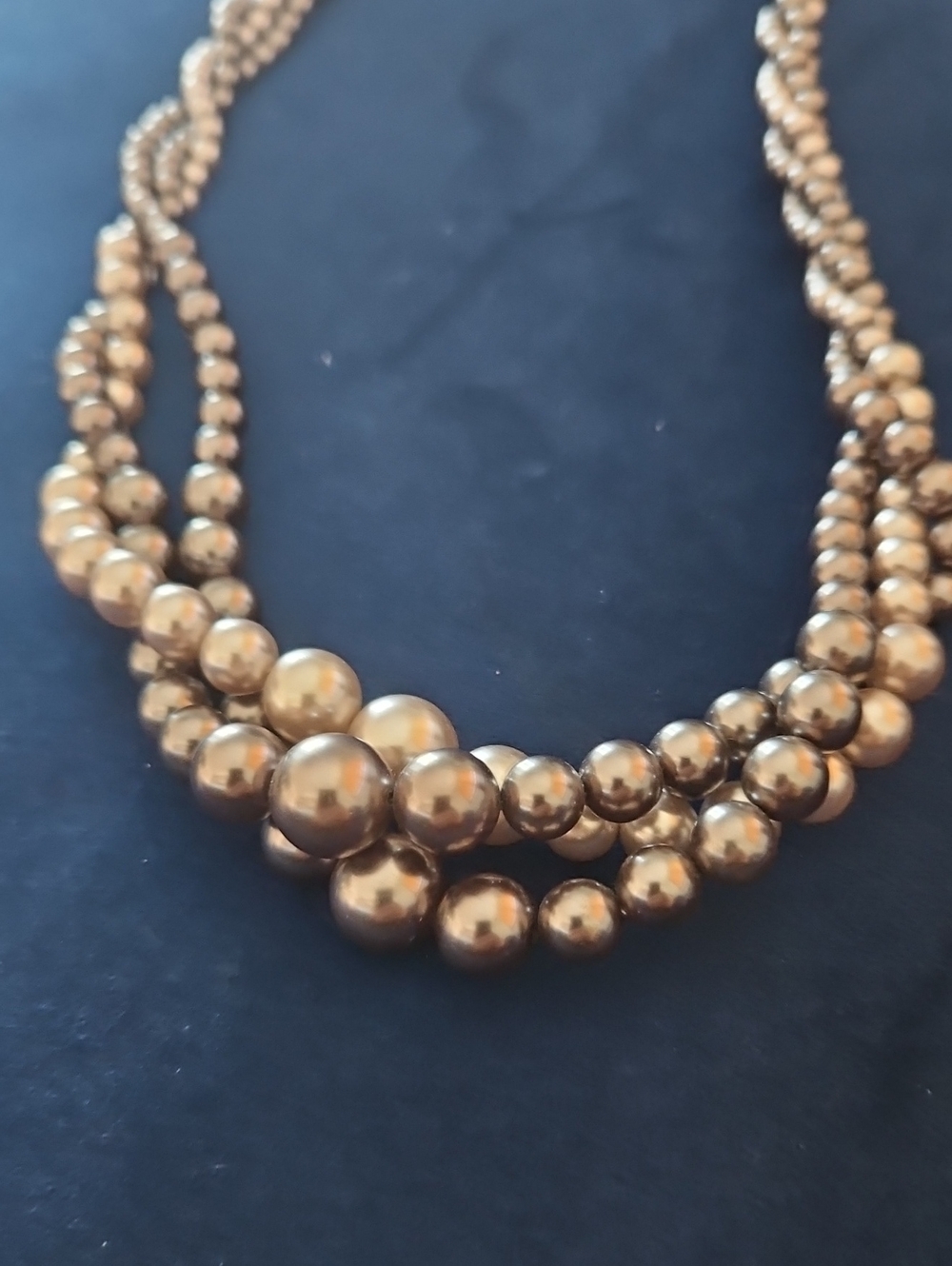 Gray . Triple-Strand Beaded Necklace - Picture 4 of 4
